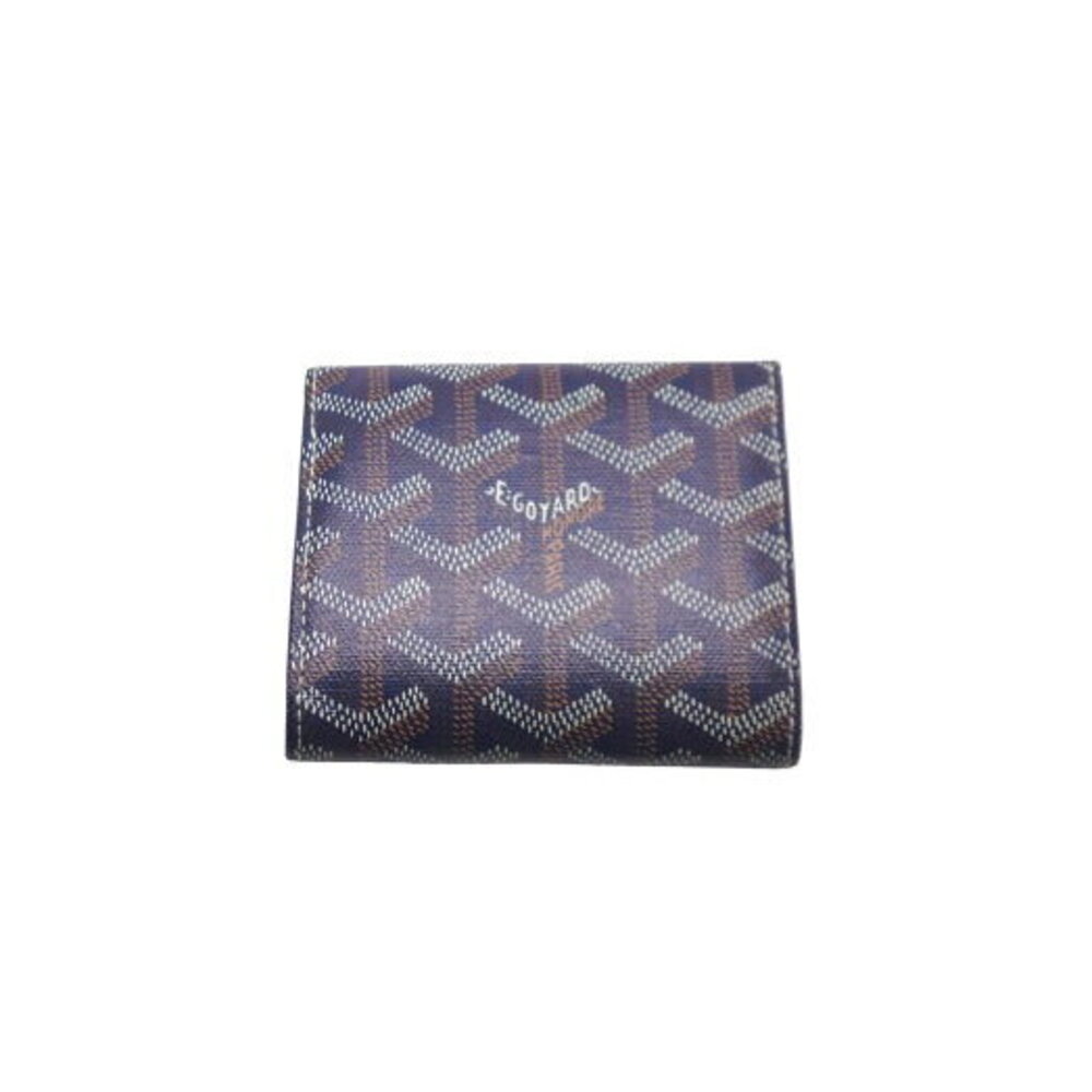 Goyard Marigny Coin Wallet Card Herringbone Pattern Navy Blue View 2